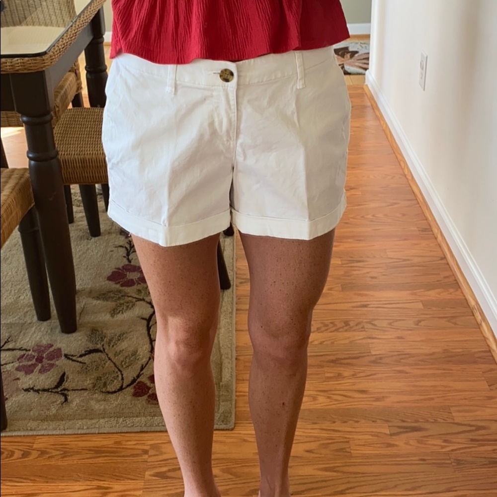 Old navy, mid rise, white jean shorts